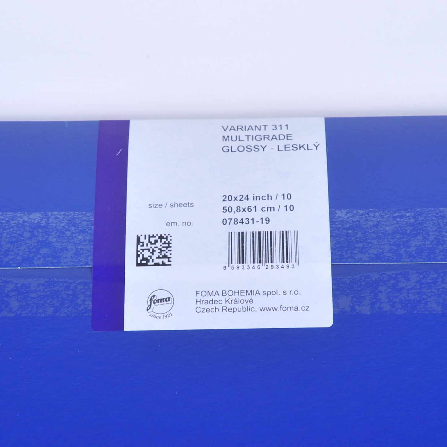 フォマ/FOMA フォマスピードバリアント311 モノクロ印画紙 マルチグレード RC 光沢 大全紙(50.8x61cm) 【10枚】