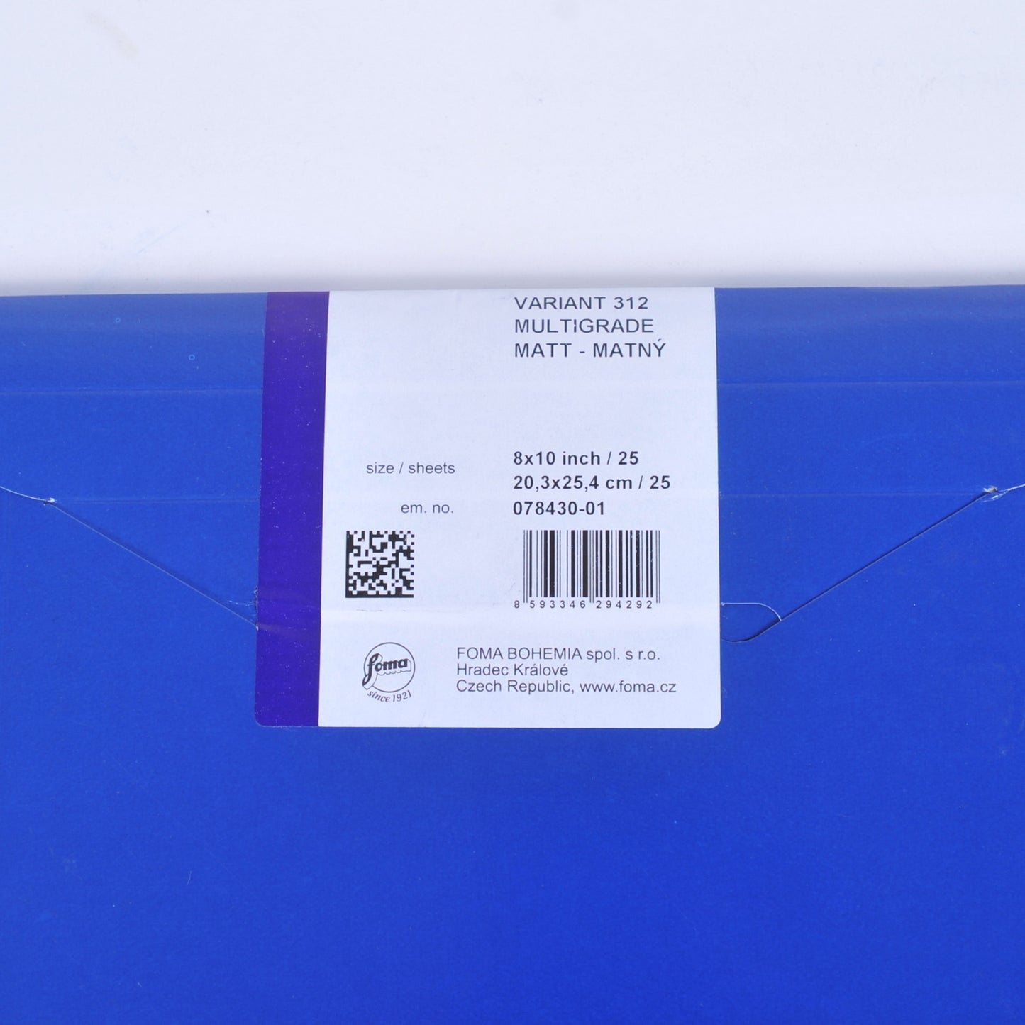 フォマ/FOMA フォマスピードバリアント312 モノクロ印画紙 マルチグレード RC マット 六切(20.3x25.4cm) 【25枚】