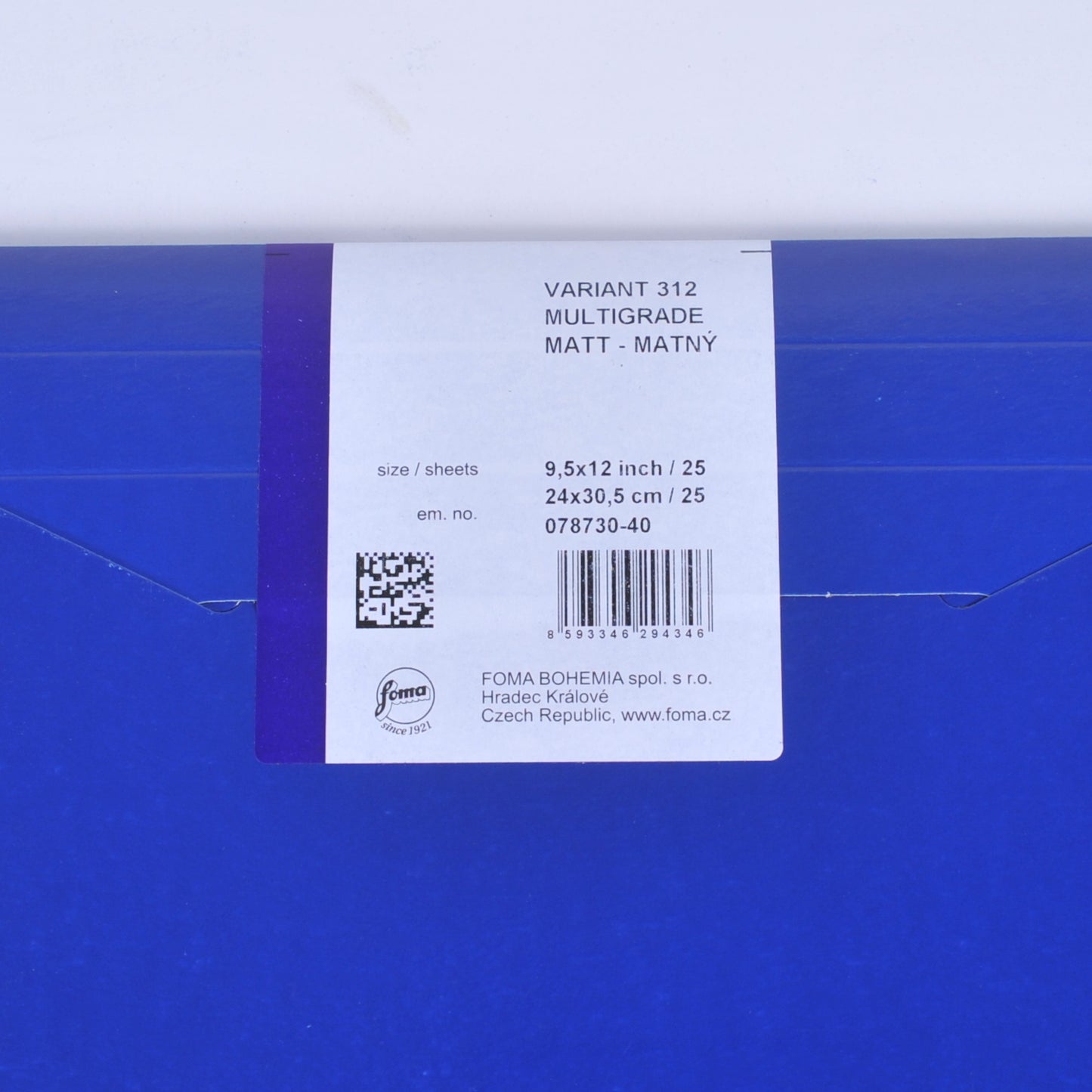 フォマ/FOMA フォマスピードバリアント312 モノクロ印画紙 マルチグレード RC マット 小四切(24x30.5cm) 【25枚】