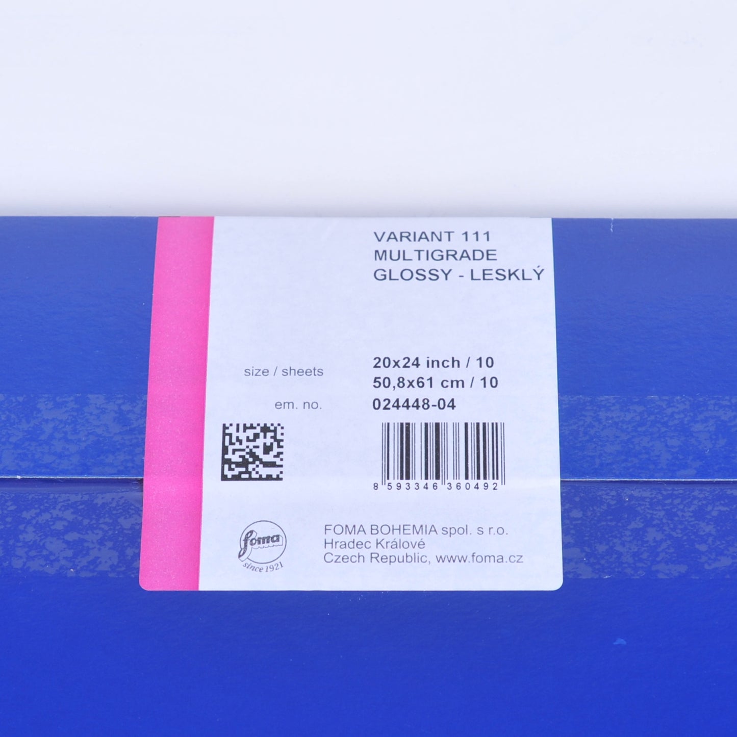 フォマ/FOMA フォマブロムバリアント111 モノクロ印画紙 マルチグレード バライタ紙 光沢 大全紙(50.8x61cm) 【10枚】